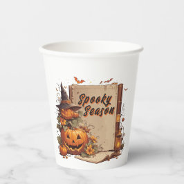 Vintage Spellbook Pumpkin Halloween Trick or Treat 紙コップ
