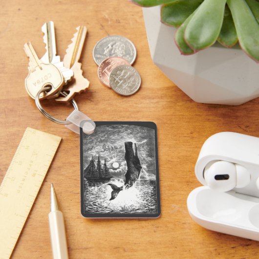 Vintage Sperm Whale Breaching, Marine Life Animals キーホルダー (デスク)