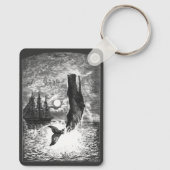 Vintage Sperm Whale Breaching, Marine Life Animals キーホルダー (裏面)