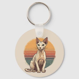Vintage Sphynx Cat Mom Retro Art キーホルダー