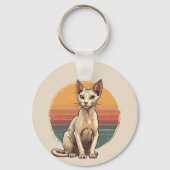 Vintage Sphynx Cat Mom Retro Art キーホルダー (裏面)