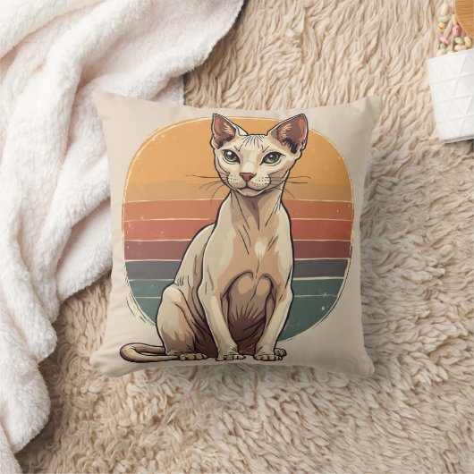 Vintage Sphynx Cat Mom Retro Art クッション (ブランケット)