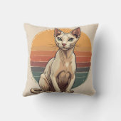 Vintage Sphynx Cat Mom Retro Art クッション (裏面)
