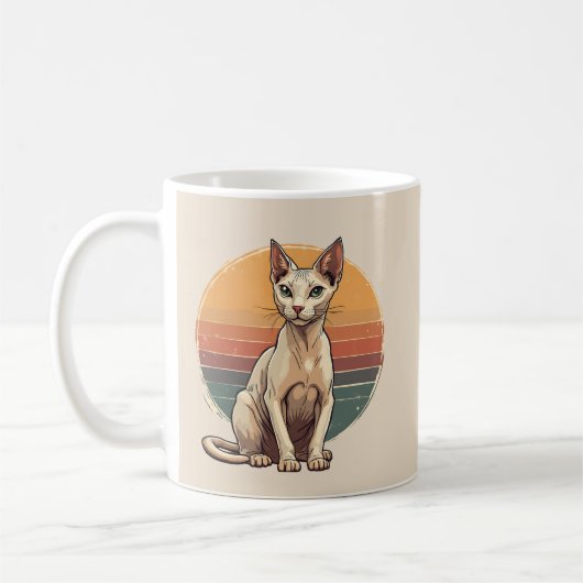 Vintage Sphynx Cat Mom Retro Art コーヒーマグカップ (左)