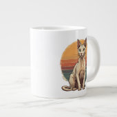 Vintage Sphynx Cat Mom Retro Art ジャンボコーヒーマグカップ (正面右)