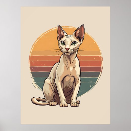 Vintage Sphynx Cat Mom Retro Art ポスター (正面)