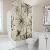Vintage Spiders and Webs Halloween Pattern シャワーカーテン (インサイチュ)