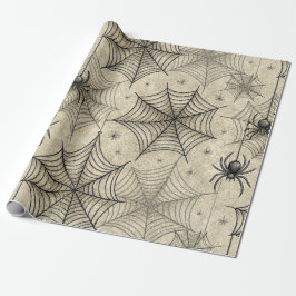 Vintage Spiders and Webs Halloween Pattern ラッピングペーパー