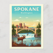 Vintage Spokane Washington ポストカード (正面)