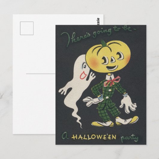 Vintage Spooky Halloween ポストカード (正面/裏面)