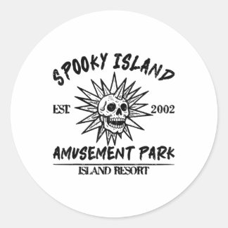 Vintage Spooky Island Est 2002 Amusement Park Isla ラウンドシール