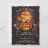 Vintage Spooky Pumpkin Head Halloween Bash Invitat 招待状 (正面)