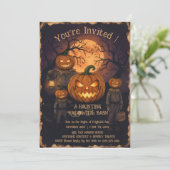 Vintage Spooky Pumpkin Head Halloween Bash Invitat 招待状 (スタンド正面)