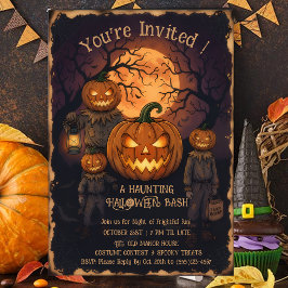 Vintage Spooky Pumpkin Head Halloween Bash Invitat 招待状