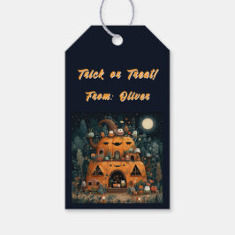 Vintage Spooky Season Pumpkin House Halloween ギフトタグ