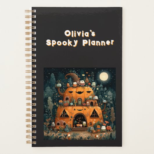 Vintage Spooky Season Pumpkin House Halloween プランナー手帳 (正面)