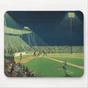 Vintage Sports, Baseball Game at Night マウスパッド