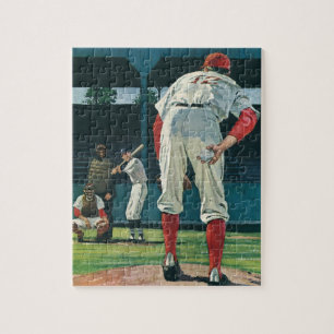 Vintage Sports Baseball Players Pitcher on Mound ジグソーパズル