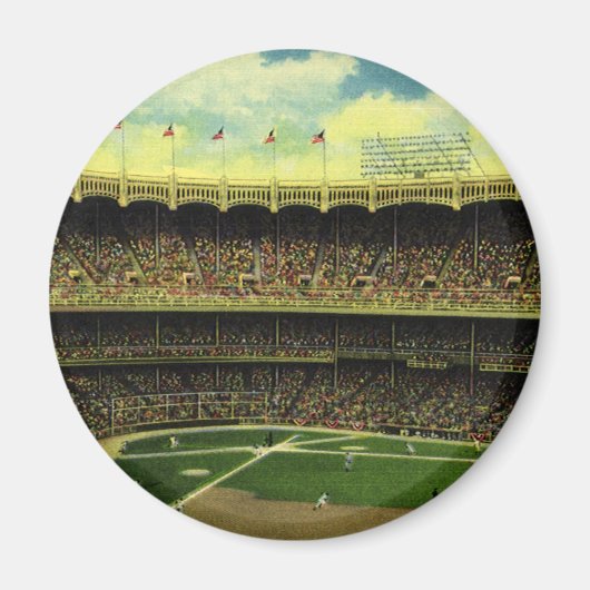 Vintage Sports Baseball Stadium with Crowds マグネット (正面)