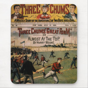 Vintage Sports Baseball Three Chums Magazine Cover マウスパッド