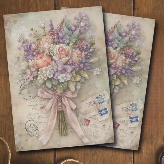 Vintage Spring Floral Bouquet Ephemera Decoupage  薄葉紙