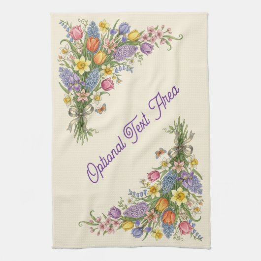 Vintage Spring Floral Easter Kitchen Towel キッチンタオル (縦)