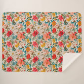 Vintage Spring Floral Seamless Pattern シェルパブランケット (正面(横))
