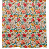 Vintage Spring Floral Seamless Pattern シャワーカーテン (正面)