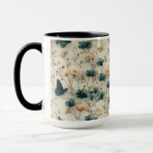 Vintage Spring Flowers and Butterflies マグカップ (左)