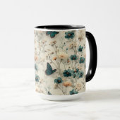Vintage Spring Flowers and Butterflies マグカップ (正面右)