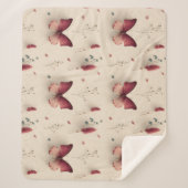 Vintage Spring Flowers & Blush Butterfly シェルパブランケット (正面)