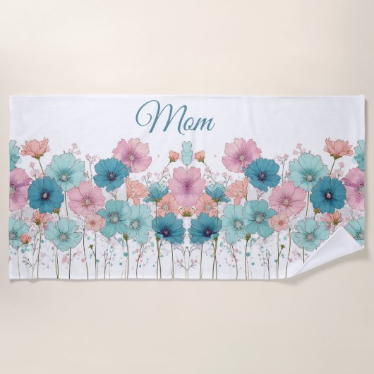 Vintage Spring Flowers for Mom ビーチタオル (正面)
