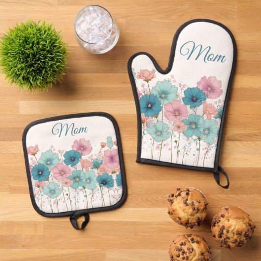 Vintage Spring Flowers for Mom 鍋つかみ&鍋敷きセット (トップダウン)