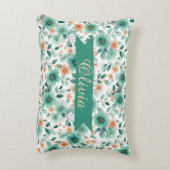 Vintage Spring Green Floral Personalized アクセントクッション (裏面(縦))