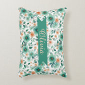 Vintage Spring Green Floral Personalized アクセントクッション (正面(垂直))