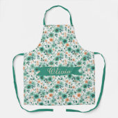 Vintage Spring Green Floral Personalized エプロン (正面)