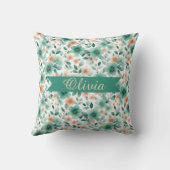 Vintage Spring Green Floral Personalized クッション (裏面)