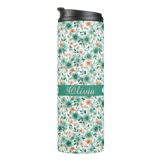 Vintage Spring Green Floral Personalized タンブラー (回転右)