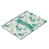 Vintage Spring Green Floral Personalized ノートブック (左側)