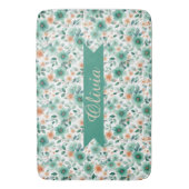 Vintage Spring Green Floral Personalized バスマット (正面縦)