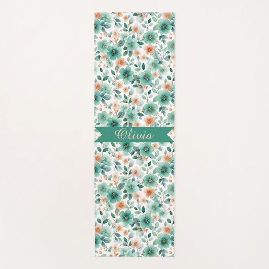 Vintage Spring Green Floral Personalized ヨガマット (正面)