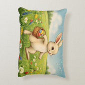 Vintage Spring Meadow Easter Bunny  アクセントクッション (裏面(縦))
