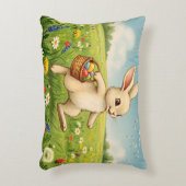 Vintage Spring Meadow Easter Bunny  アクセントクッション (正面(垂直))