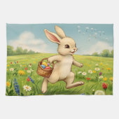 Vintage Spring Meadow Easter Bunny  キッチンタオル (横)