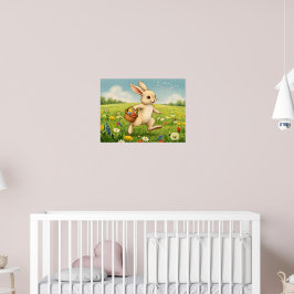 Vintage Spring Meadow Easter Bunny  ポスター