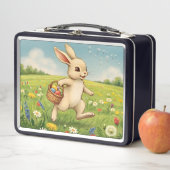 Vintage Spring Meadow Easter Bunny  メタルランチボックス (インサイチュ)
