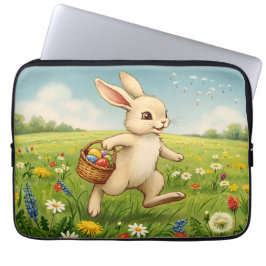 Vintage Spring Meadow Easter Bunny  ラップトップスリーブ