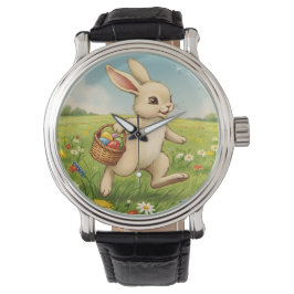 Vintage Spring Meadow Easter Bunny  腕時計