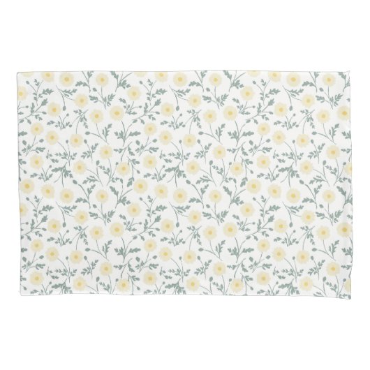Vintage Spring Modern Farmhouse Daisy Pattern 枕カバー (正面)