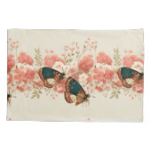 Vintage Spring Pink Flowers with Butterflies 枕カバー (裏面)